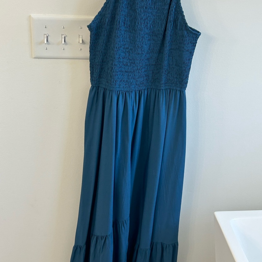 Blue High Neck Maxi Dress
